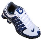Tênis Nike Shox NZ Branco e Azul Marinho cromado MOD:10281