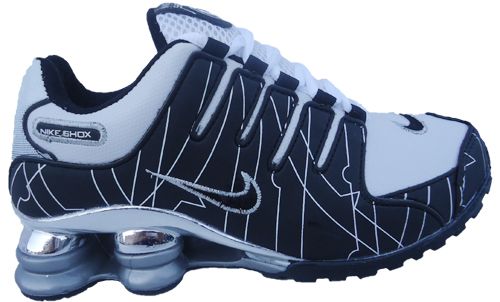 Tênis Nike Shox NZ Preto e Branco Cromado MOD:10366