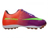 Chuteira Society Nike Mercurial Vortex Roxo e Laranja MOD:10